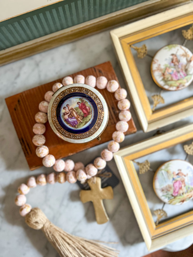 Blessing Bead Garland With Cross And Tassel : Pink