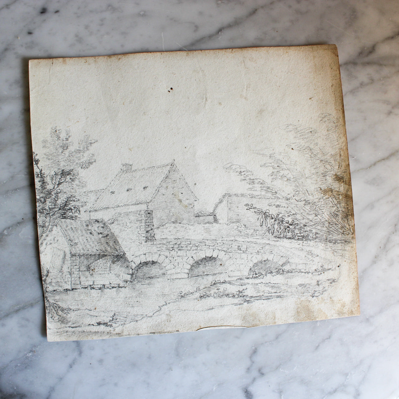 Antique French Pencil Sketch, Sourced in Paris