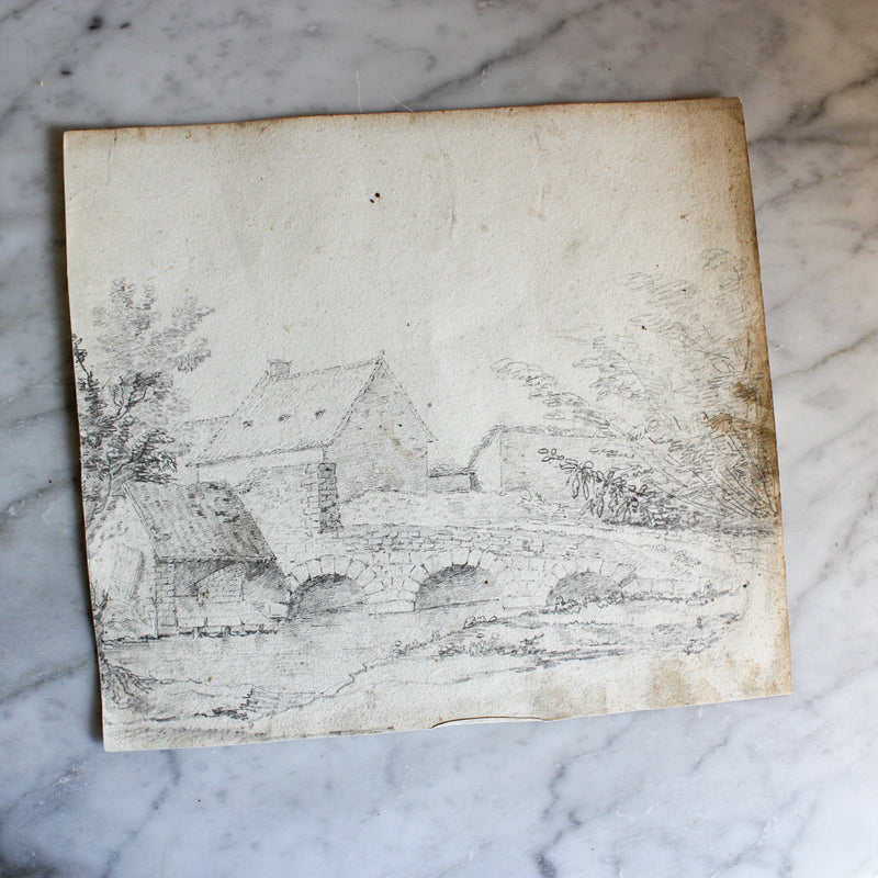 Antique French Pencil Sketch, Sourced in Paris