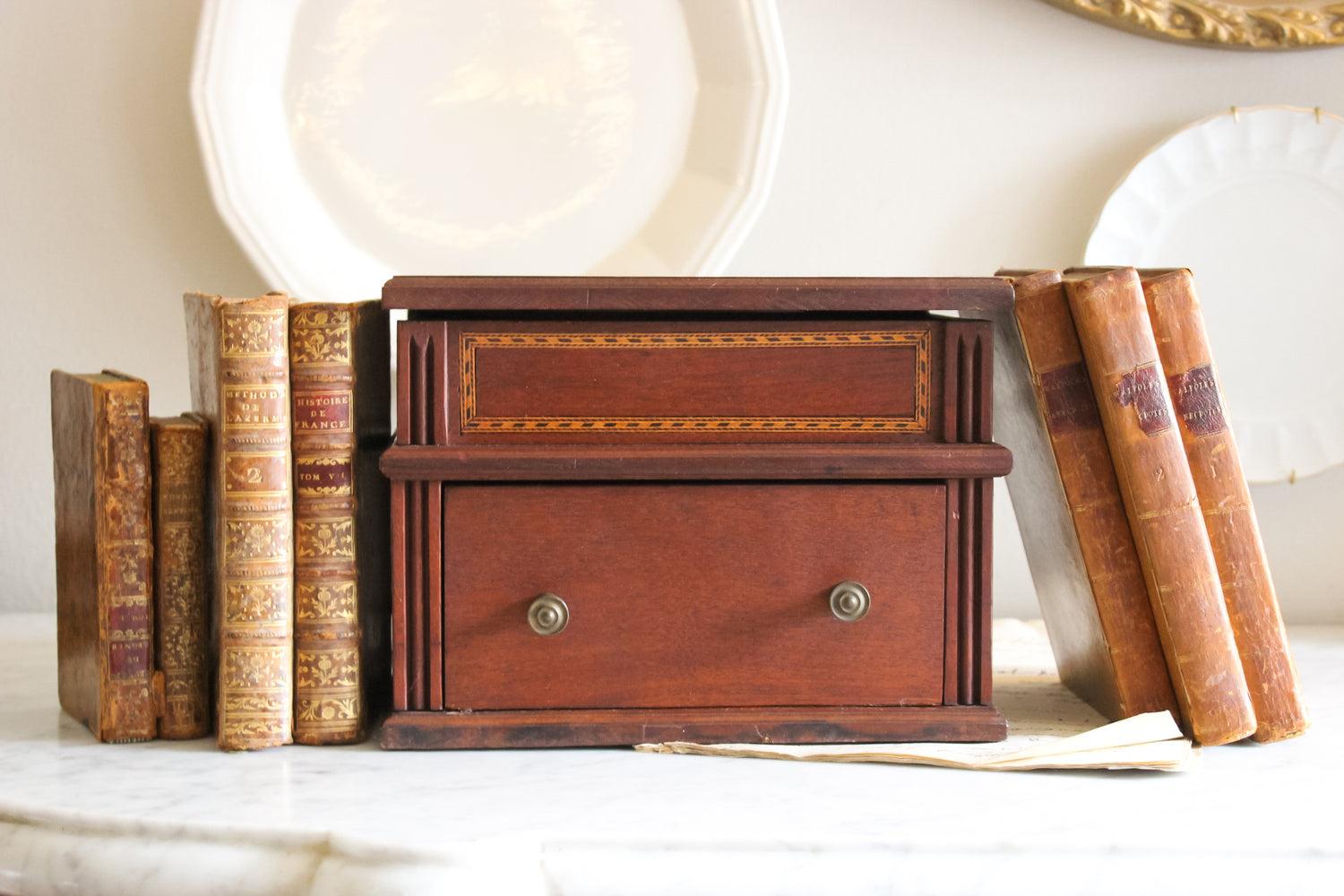 Antique Wooden Two-compartment Box