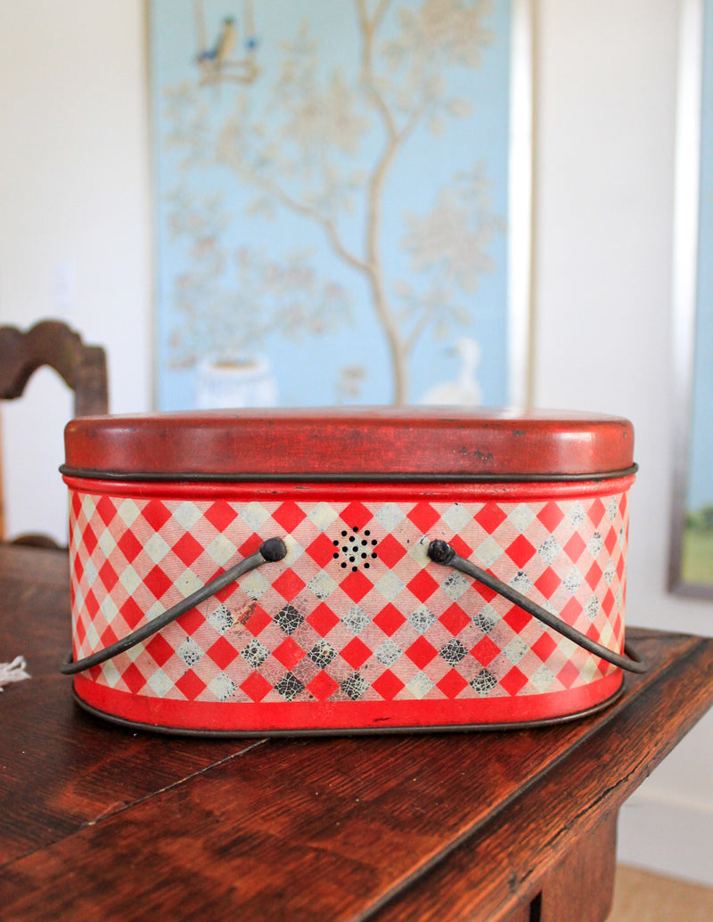 1940s Gingham Lunch Pail