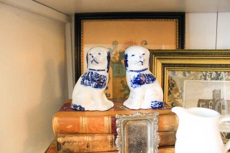 Pair of Mini Antique English Staffordshire Spaniels
