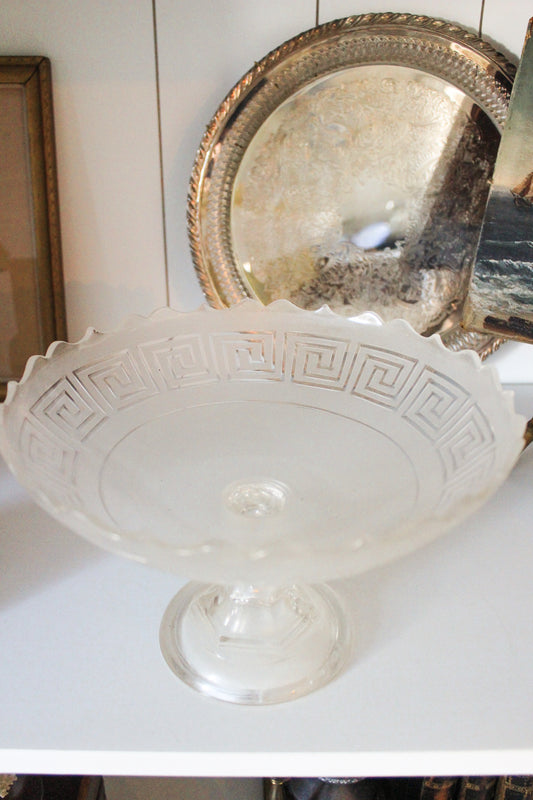 Vintage Greek Key Compote
