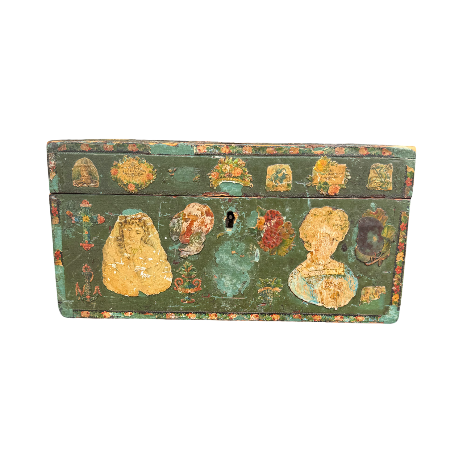19 c folk art decoupage box