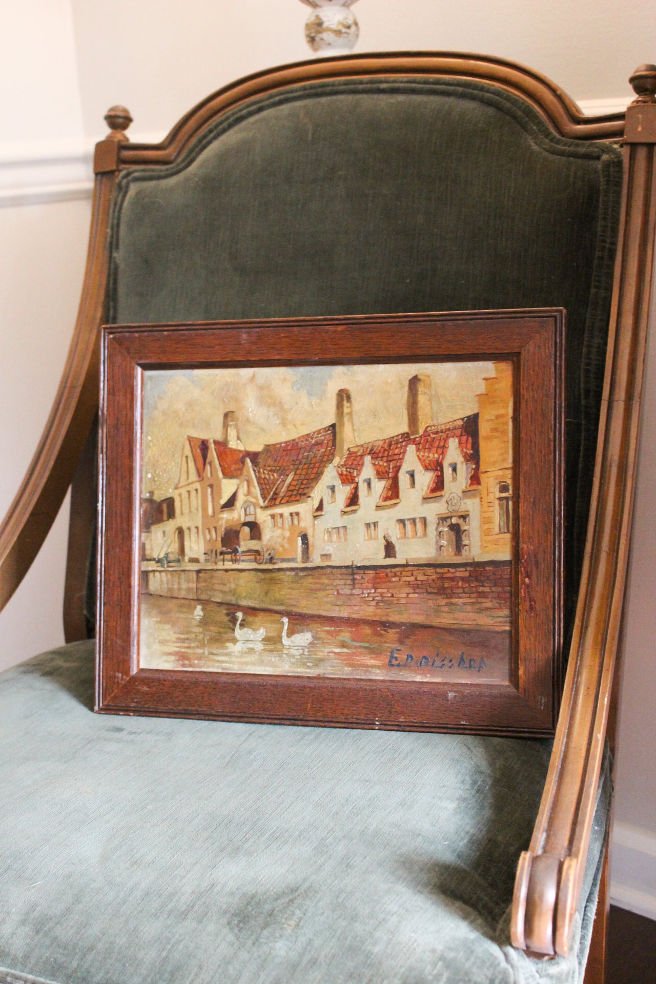 Bruges, Belgium Canal Oil Painting