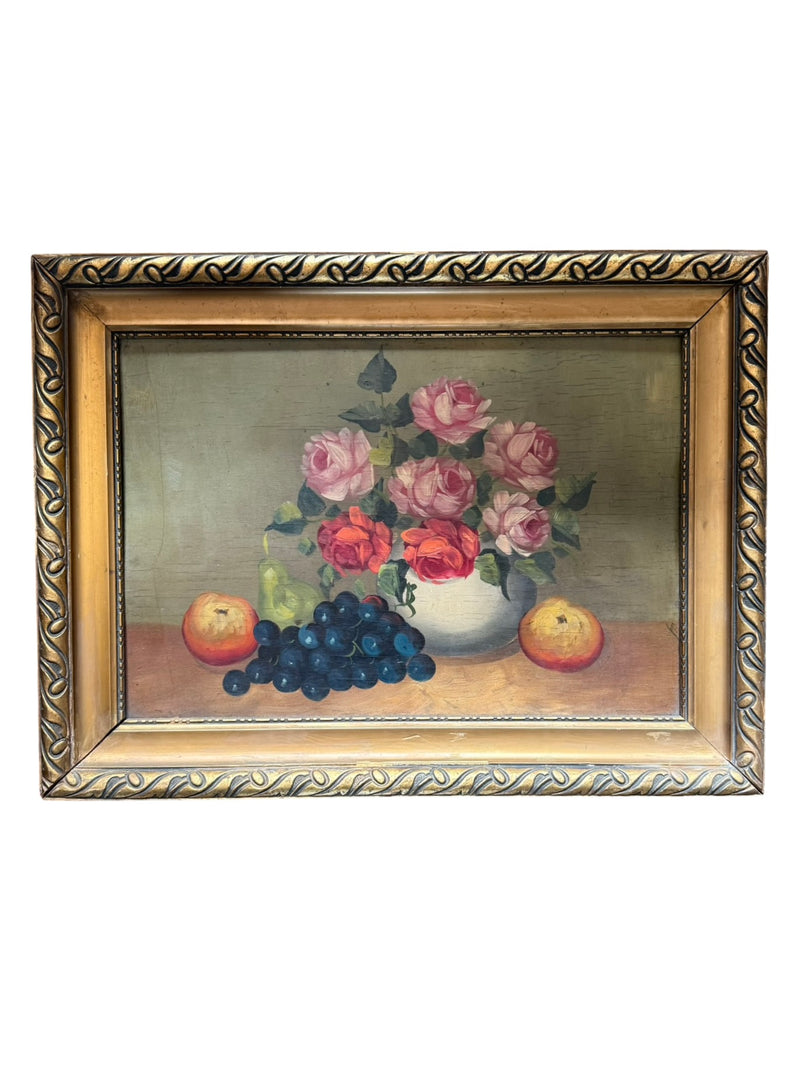 Vintage Still Life Oil on Board