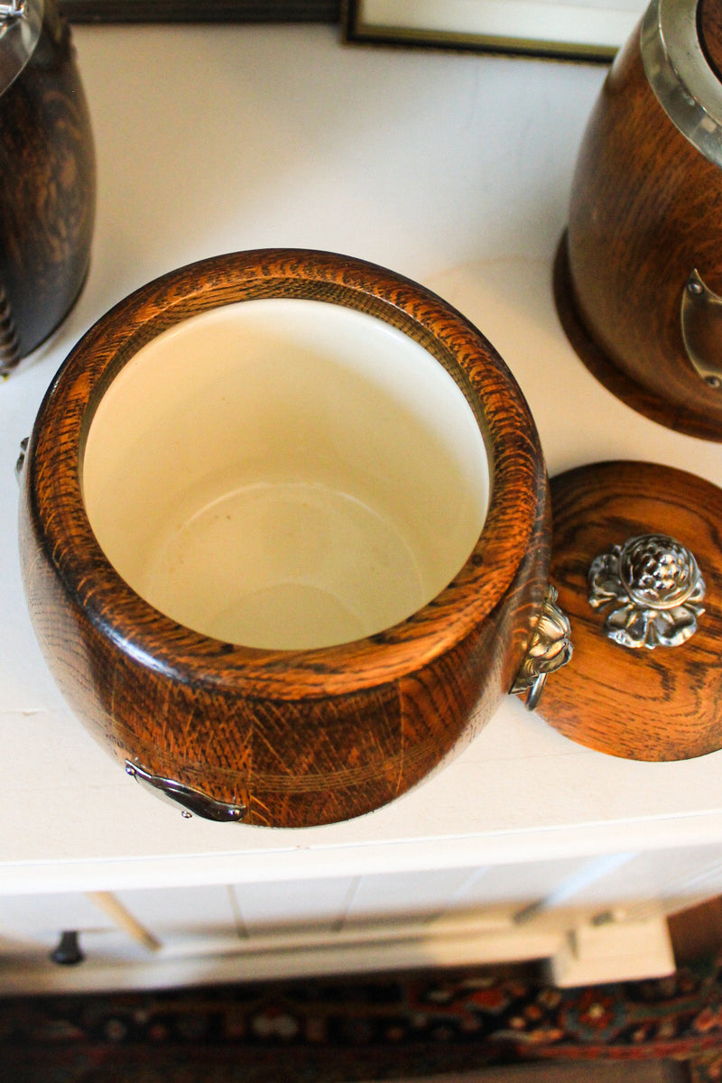 Vintage English Ryecraft Oak Biscuit Barrel