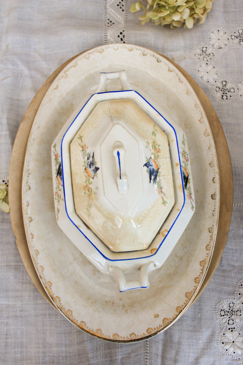 Vintage Homer Laughlin Bluebird Covered Vegetable Dish