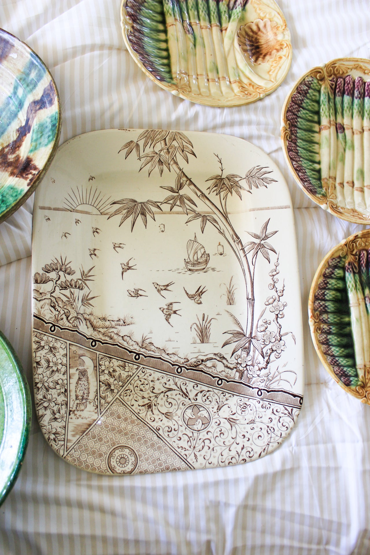 Oversized Antique Transferware Platter in “Melbourne” Pattern