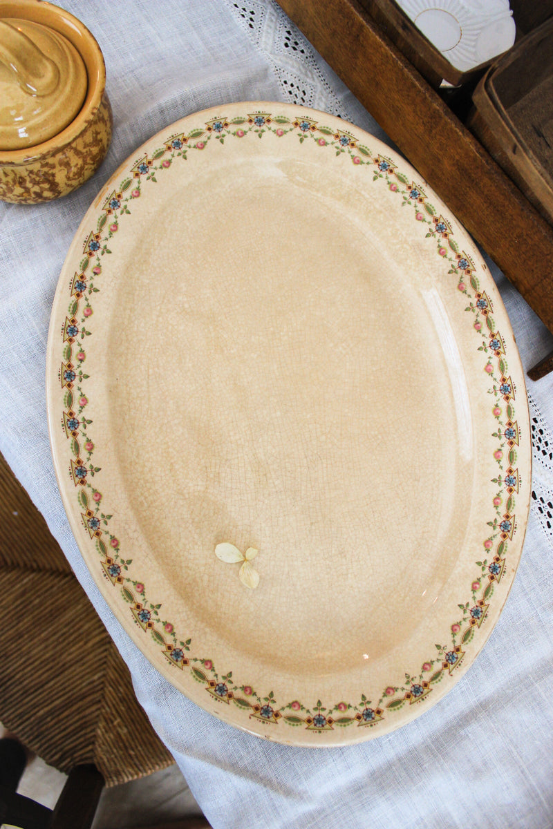 Antique Floral Border Serving Platter