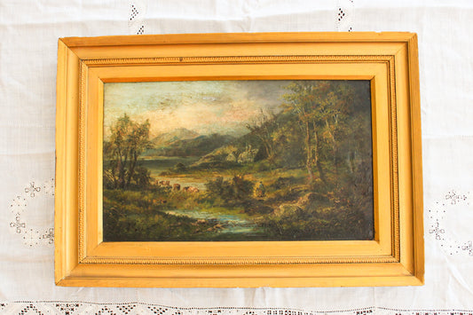 English Pastoral Landscape Oil Painting | Mid-19th Century