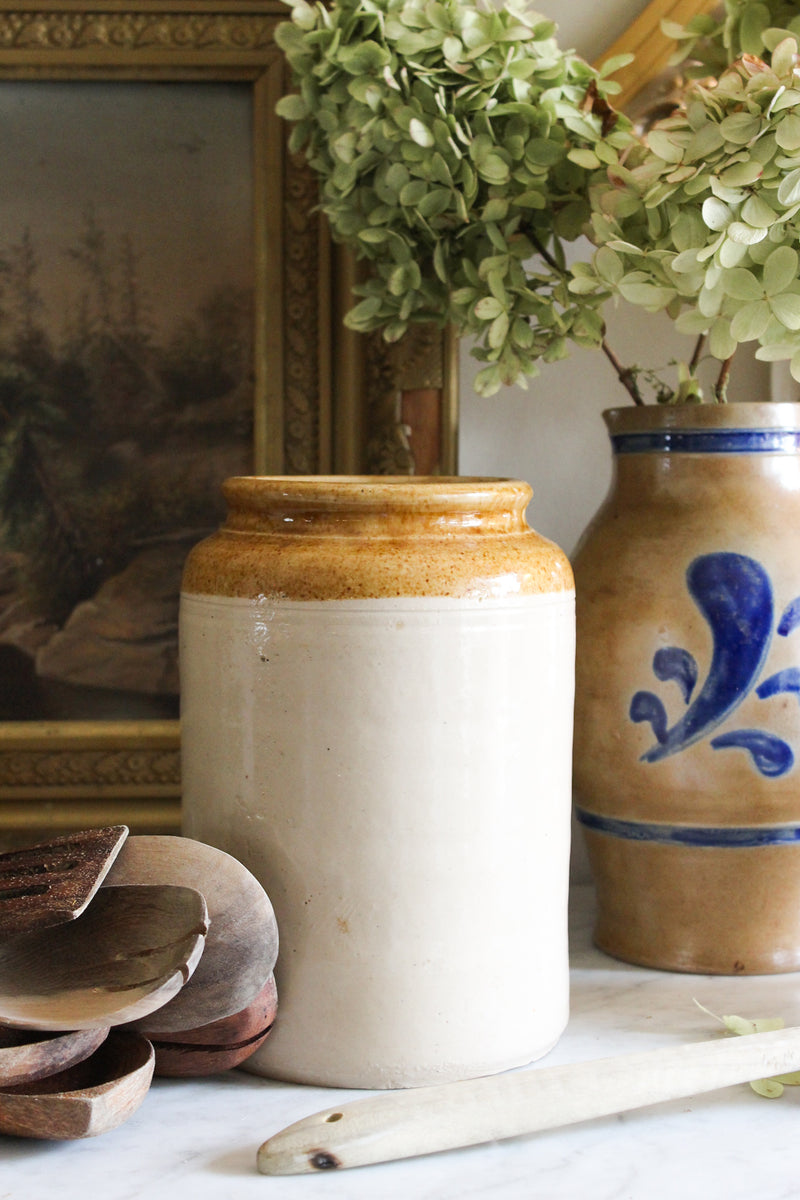 Antique English Dual-Tone Stoneware Crock