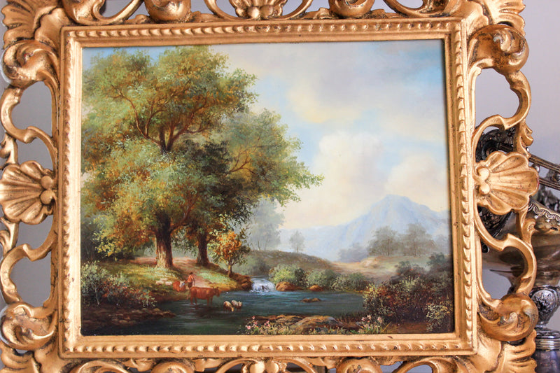 Vintage Pastoral Landscape in Ornate Gilt Frame 02