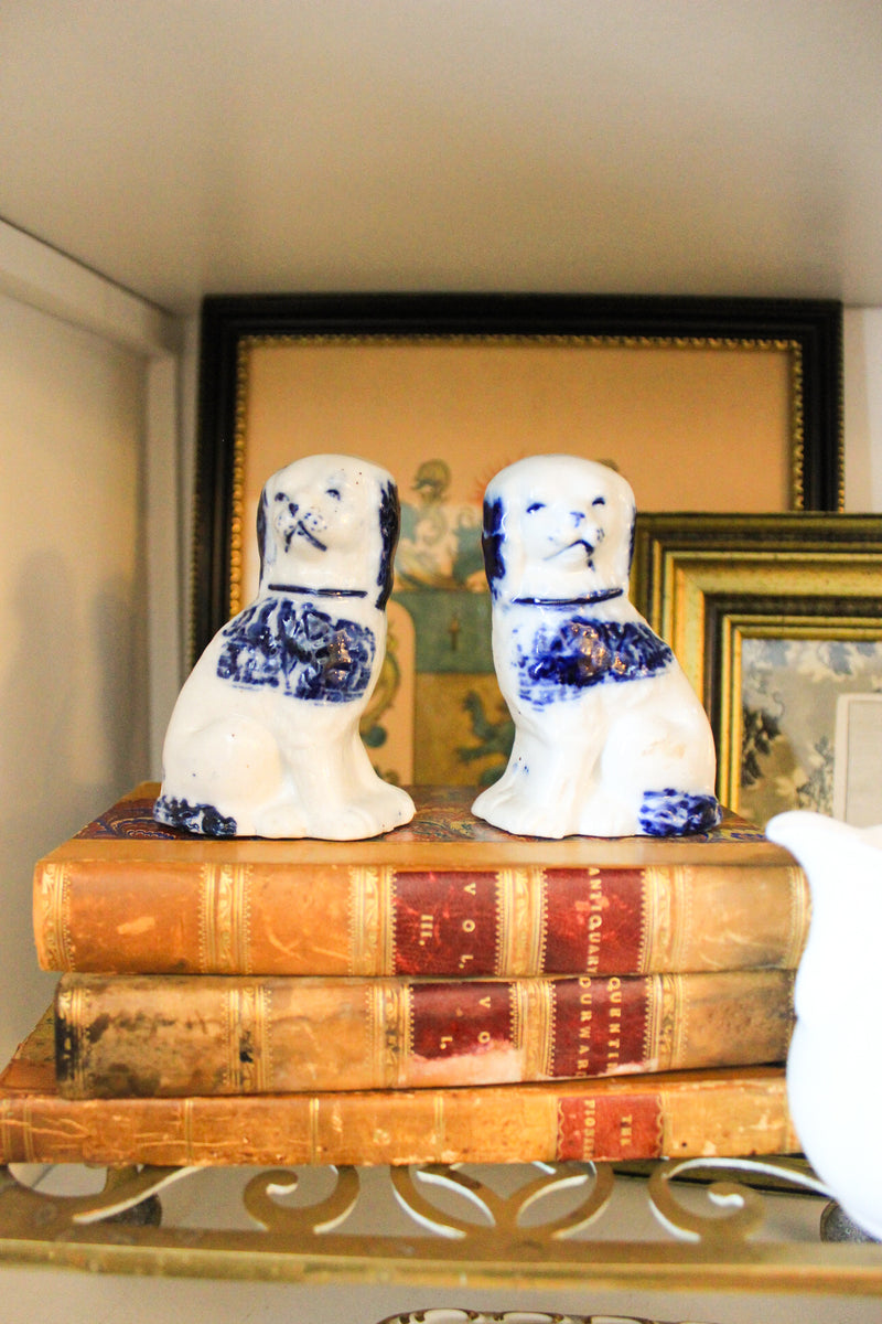Pair of Mini Antique English Staffordshire Spaniels