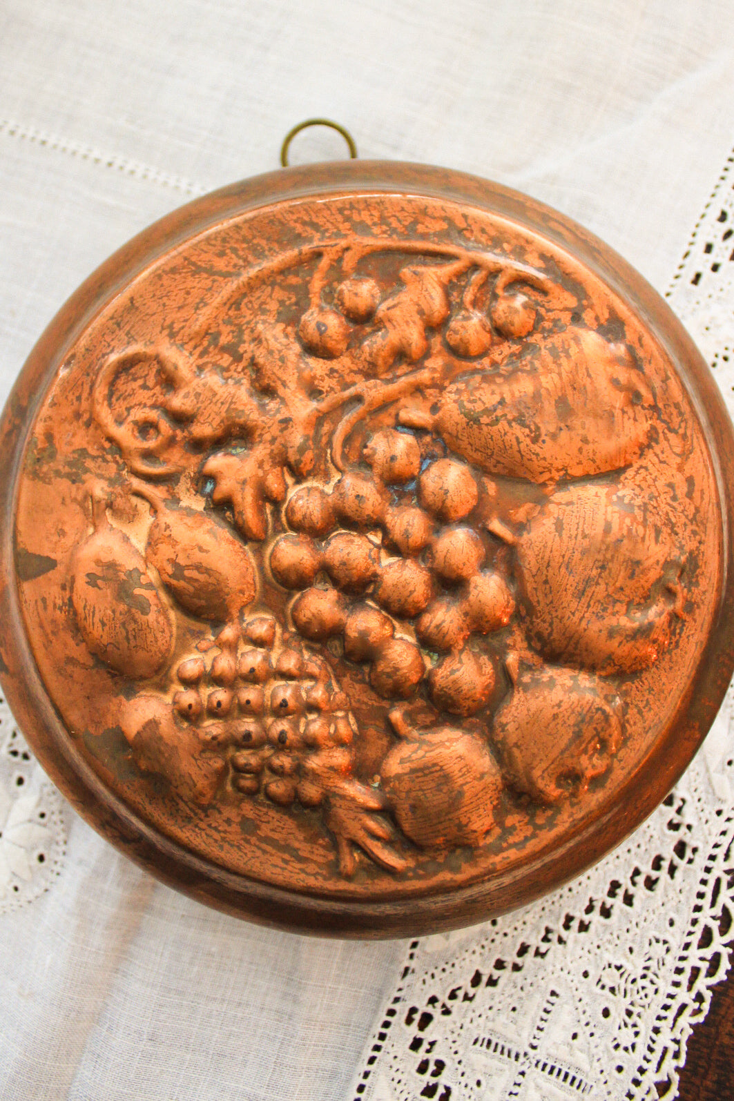 Antique Repoussé Copper Fruit Mold