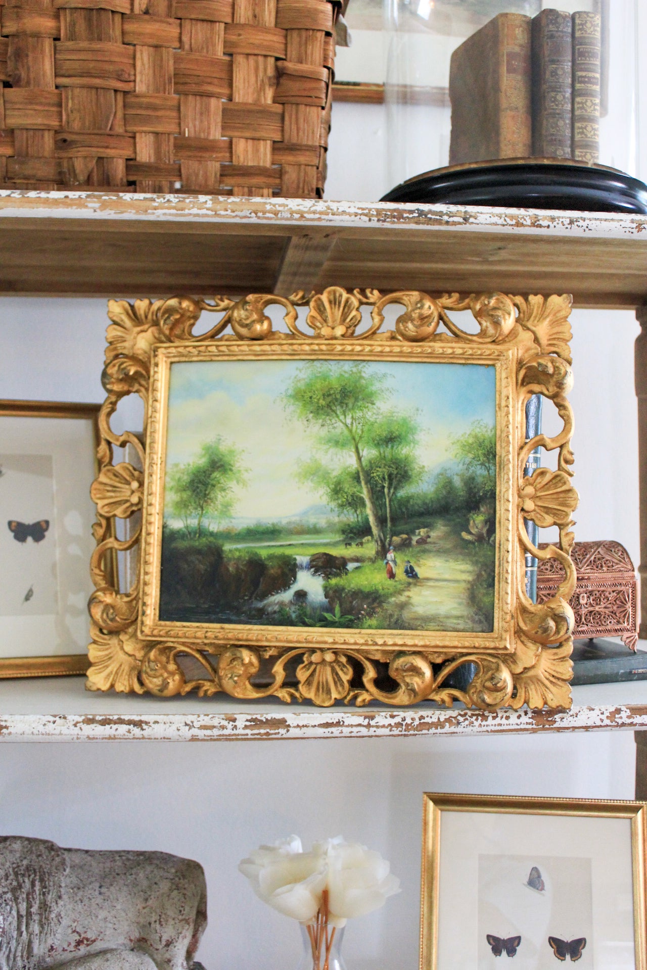 Vintage Pastoral Landscape in Ornate Gilt Frame 01