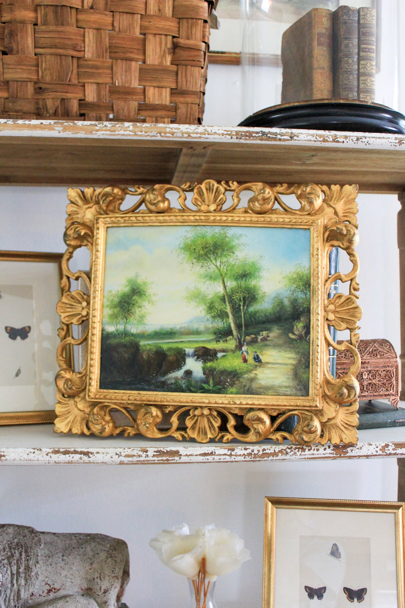 Vintage Pastoral Landscape in Ornate Gilt Frame 01