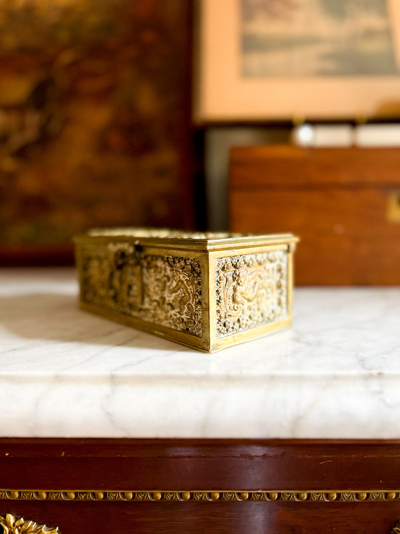 19th century bronze jewelry casket