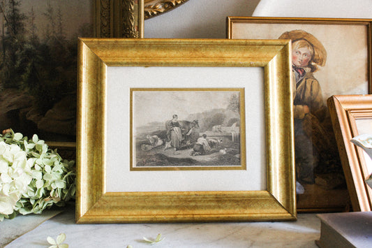 “The Wayside Fountain” — Antique Engraving 19c