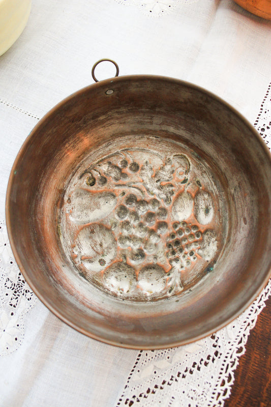 Antique Repoussé Copper Fruit Mold