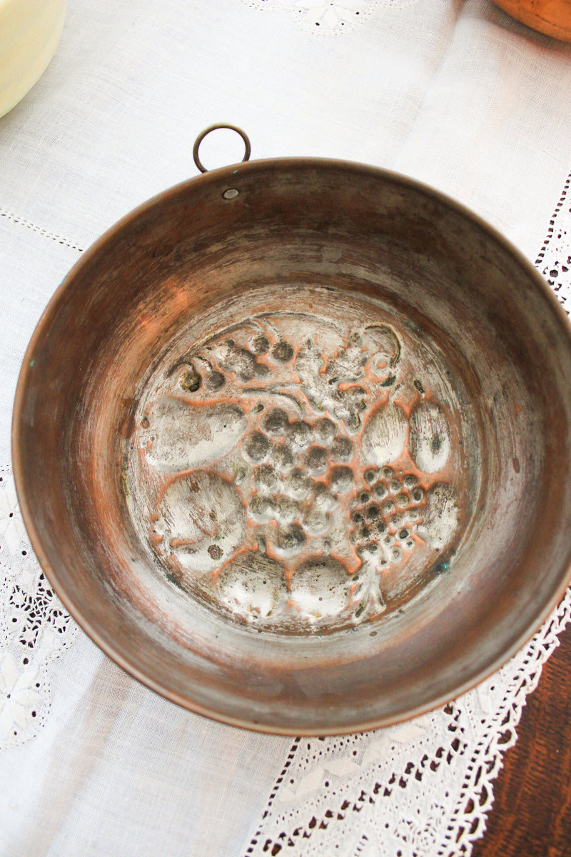 Antique Repoussé Copper Fruit Mold