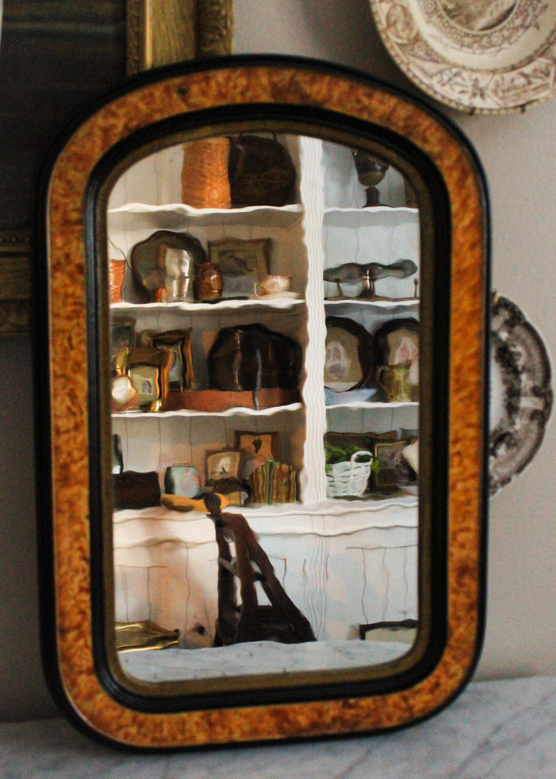 Antique Biedermeier-Style "American Plate" Wall Mirror – c. 1860–1890