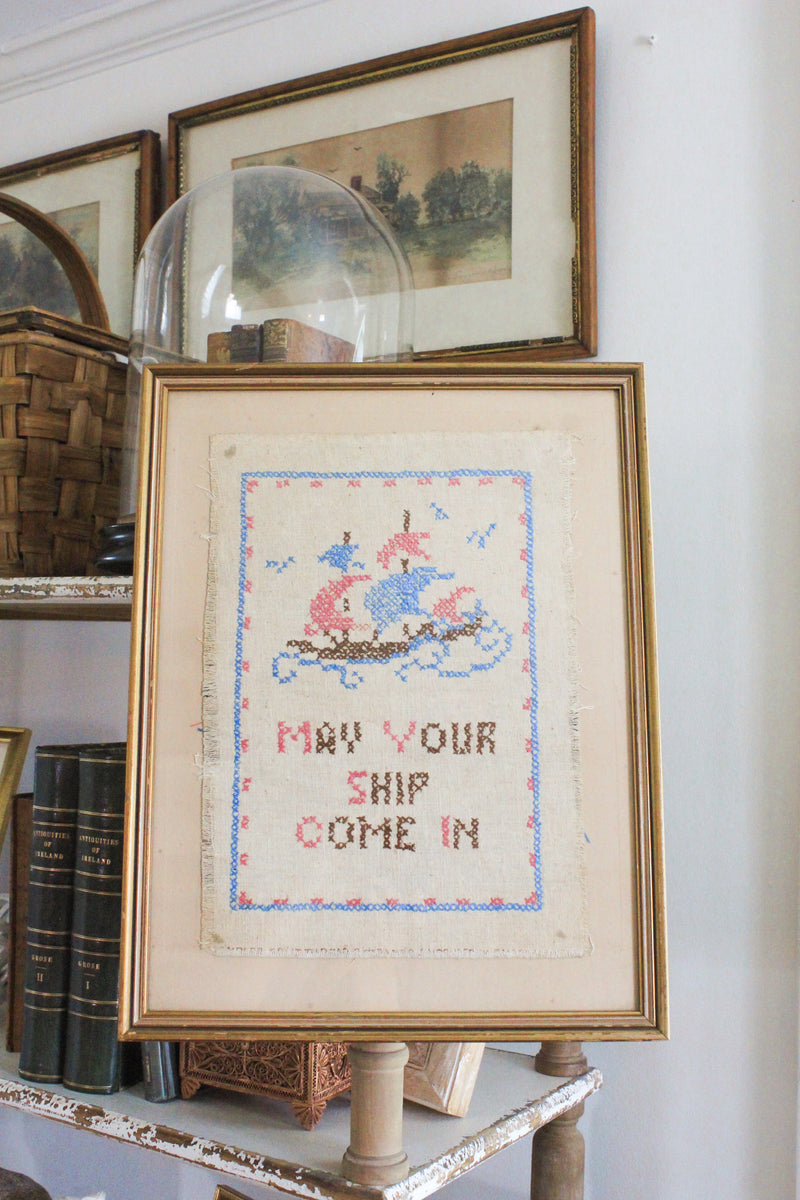Framed Vintage Cross Stitch