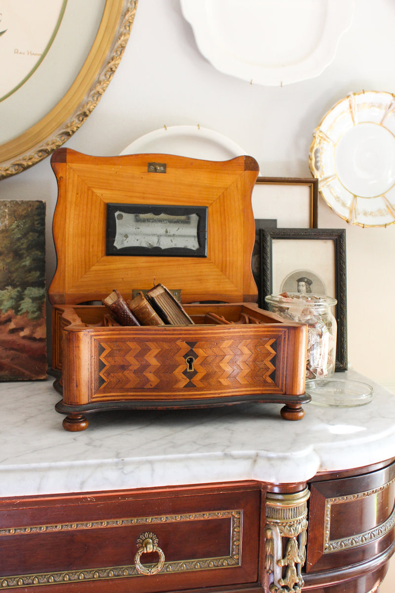 19c Marquetry Sewing Box