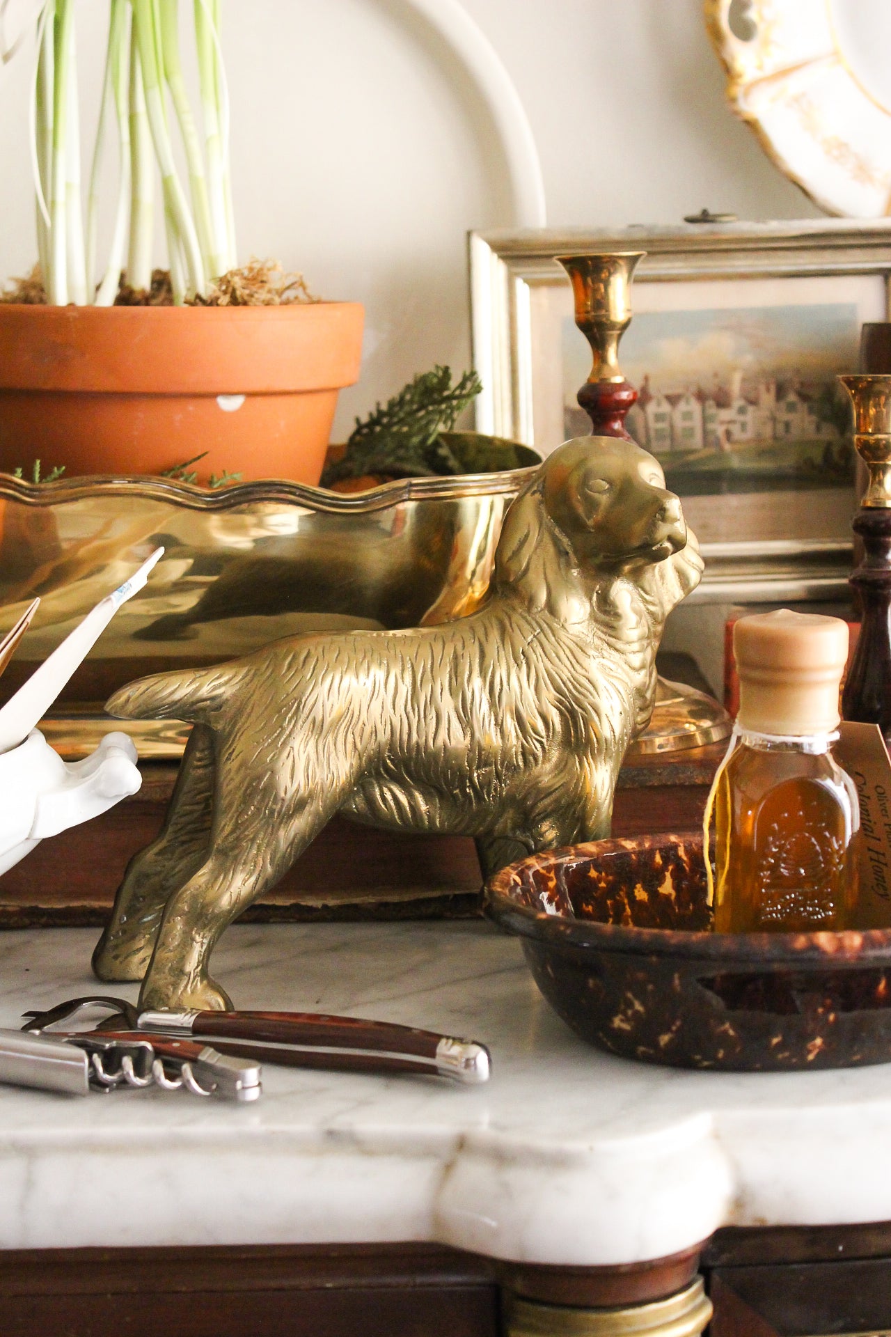 Vintage Brass Spaniel