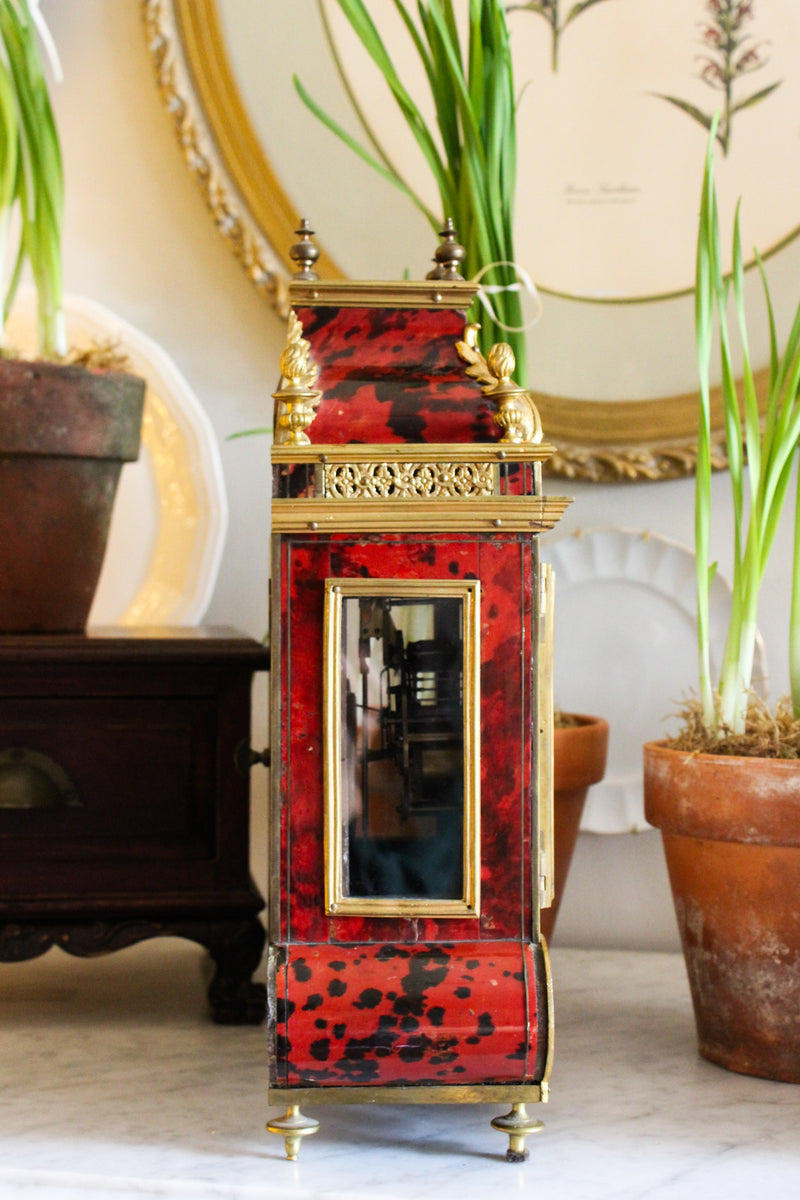 19c French Imitation Tortoise Mantle Clock
