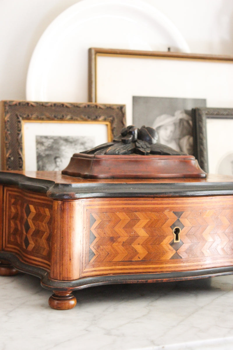 19c Marquetry Sewing Box