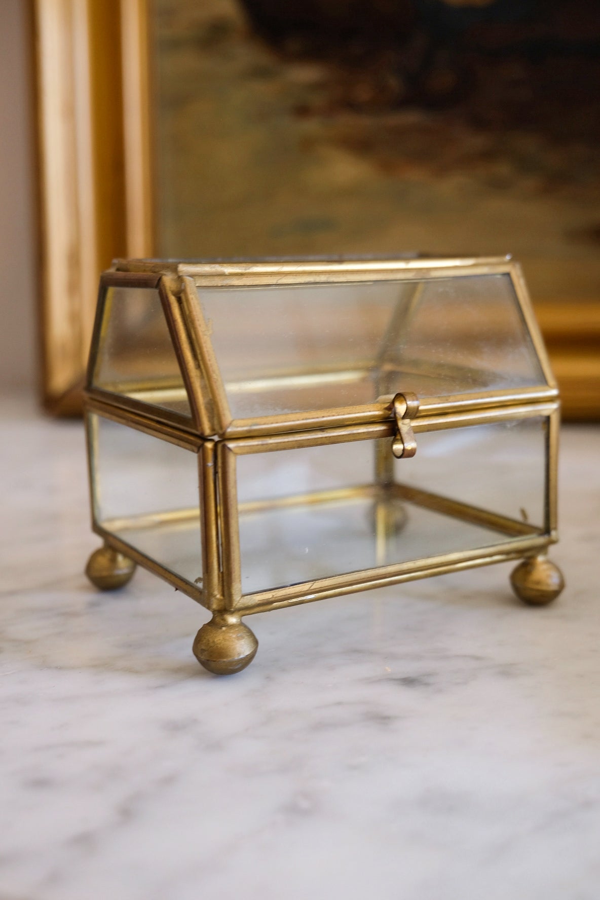 Vintage Brass & Glass Display Casket