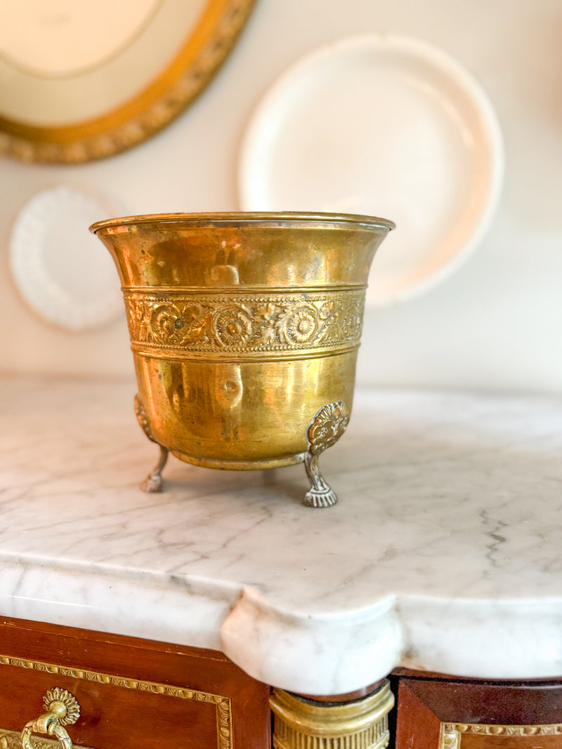 English Brass Planter on Paw Feet