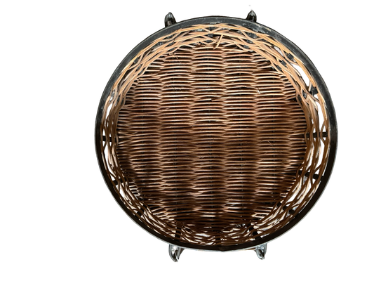 Vintage Woven Basket with Metal Frame