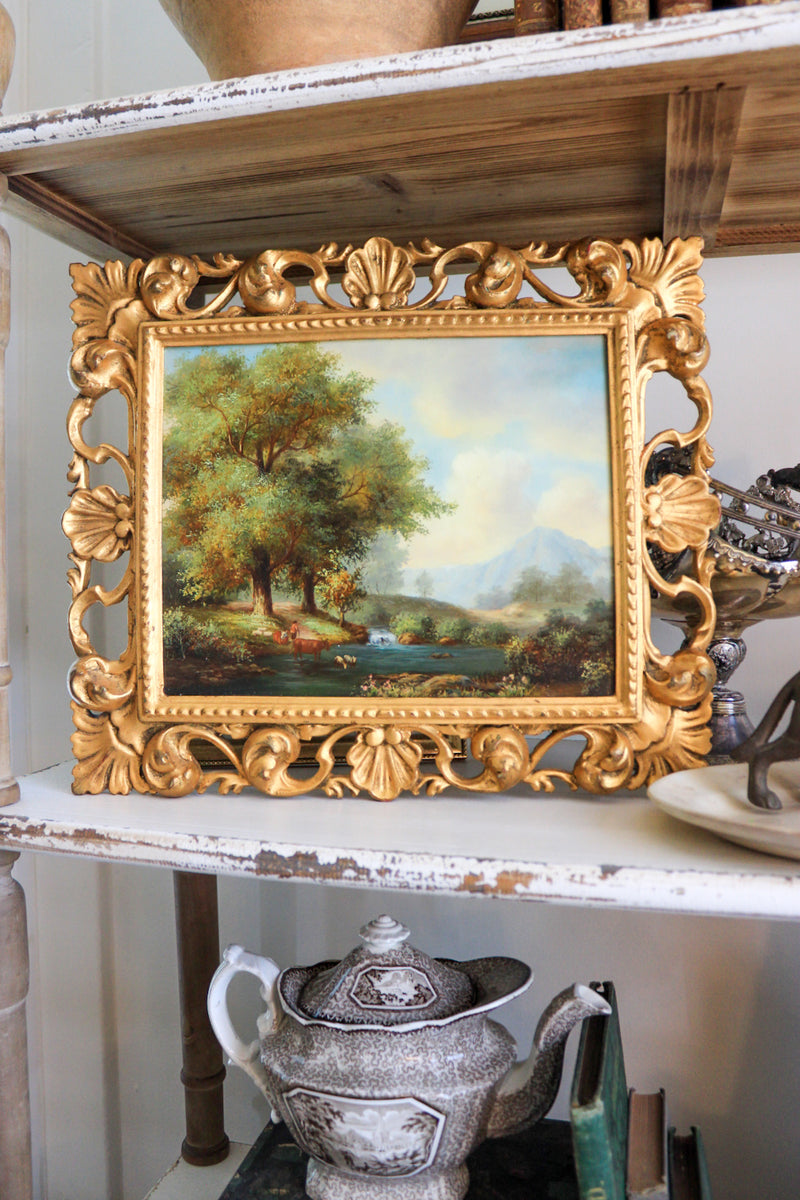 Vintage Pastoral Landscape in Ornate Gilt Frame 02