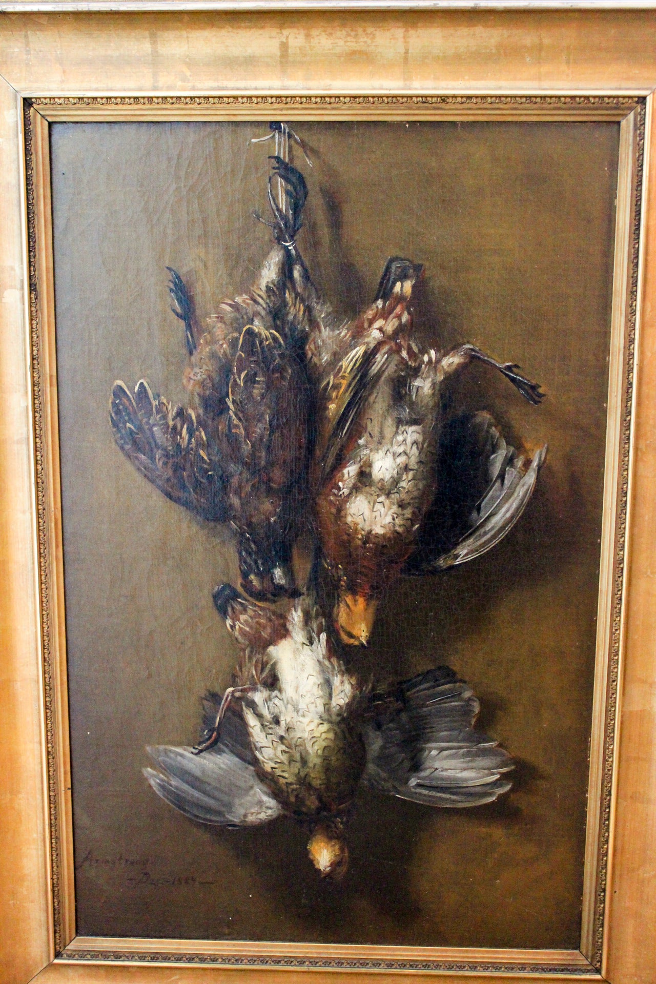 Quail Game Bird Oil on Canvas | Armstrong 1884