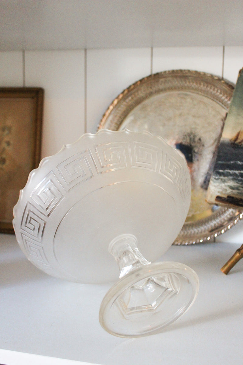 Vintage Greek Key Compote
