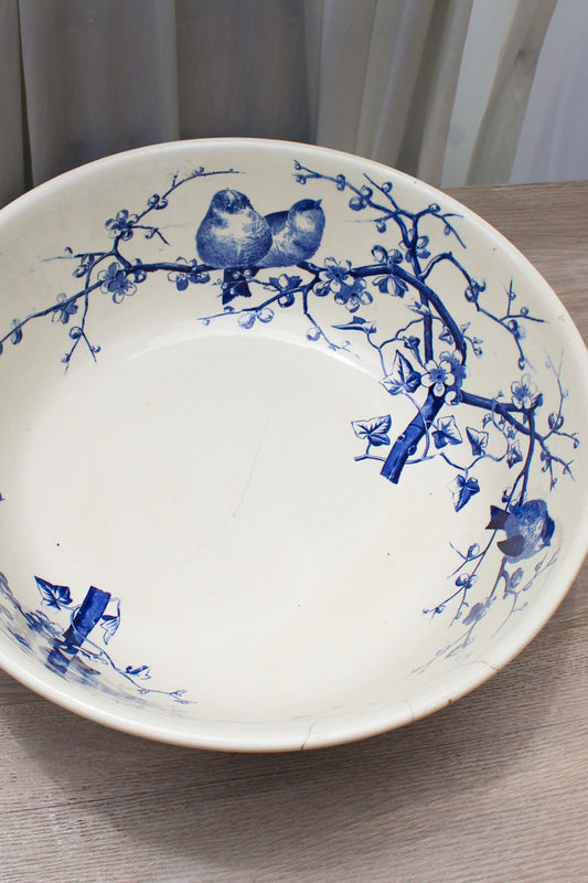 Antique Blue Transferware Wash Basin