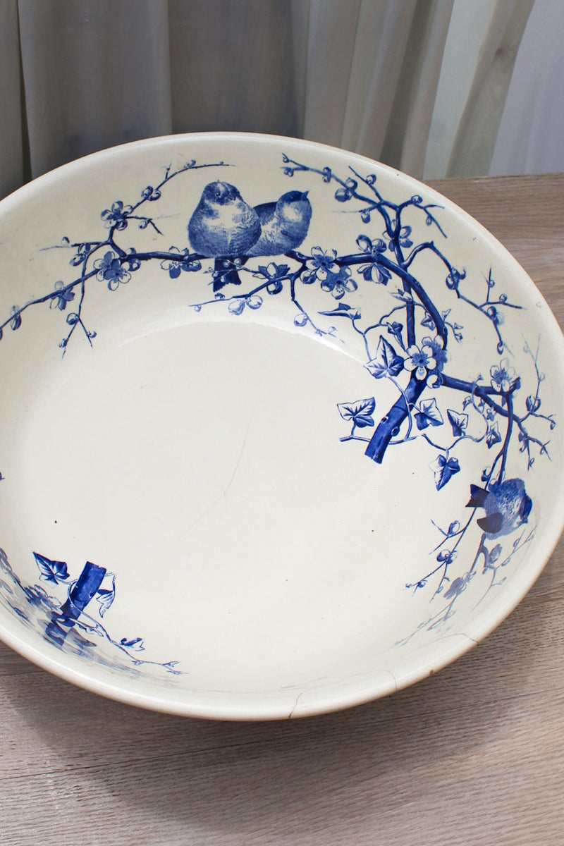 Antique Blue Transferware Wash Basin