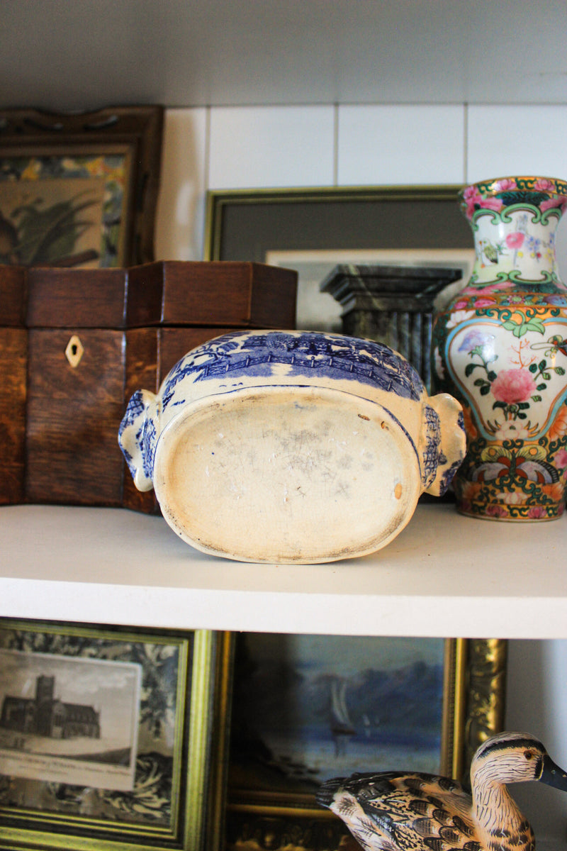 Antique English Blue Transferware Cachepot