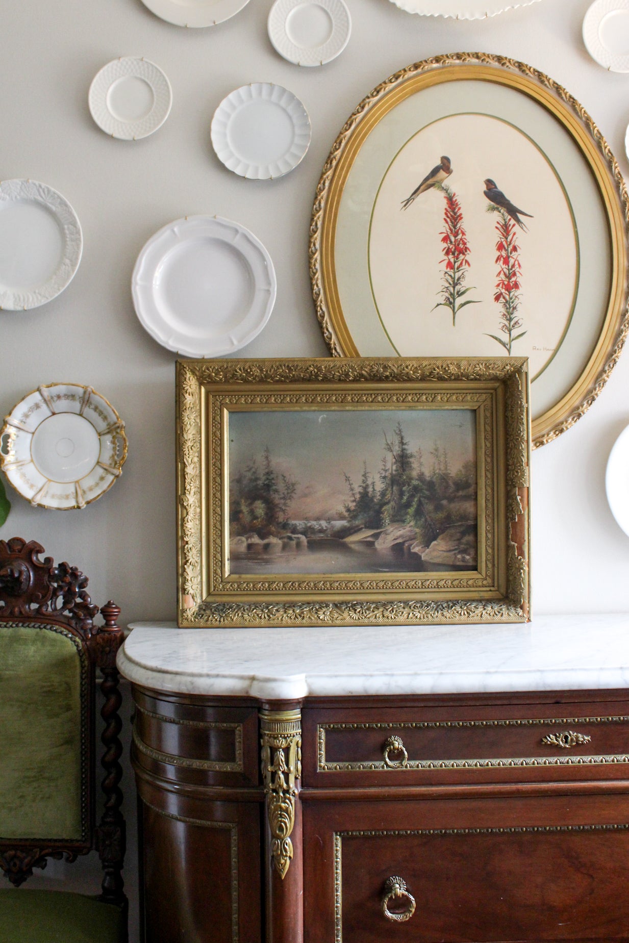 Antique Landscape — Original Oil on Board in Gilt Frame