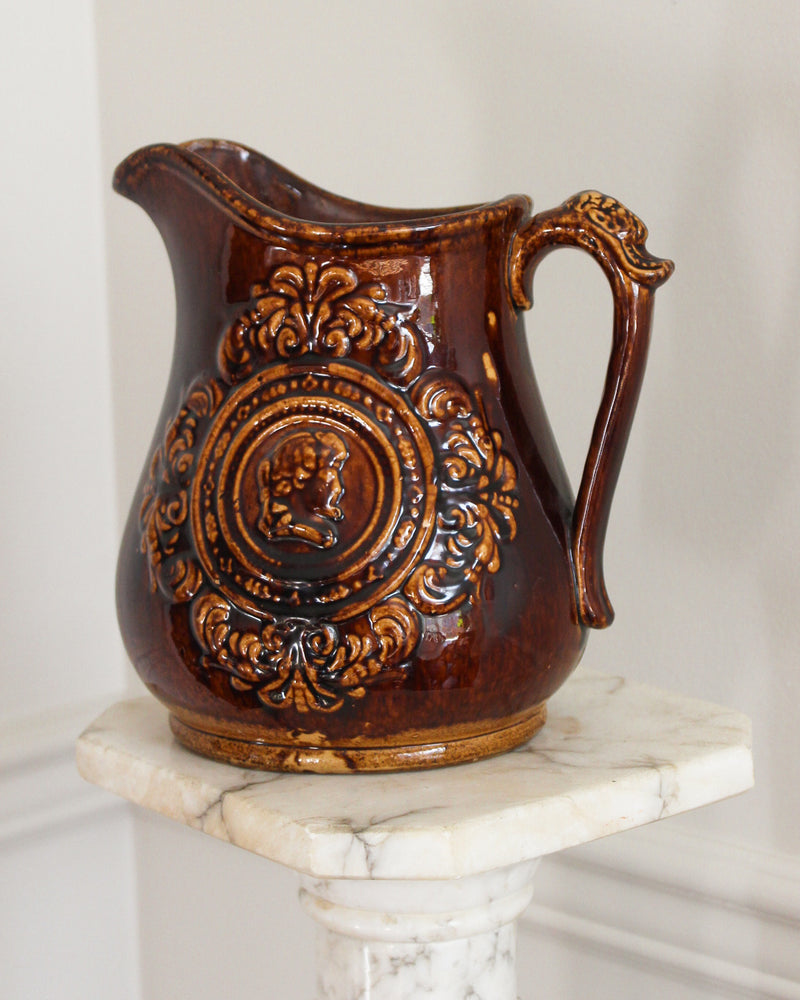 Victorian Rockingham Glaze Stoneware Pitcher