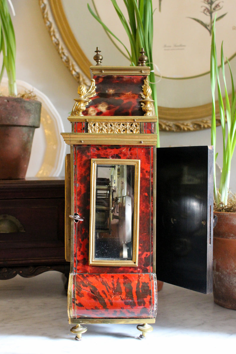 19c French Imitation Tortoise Mantle Clock