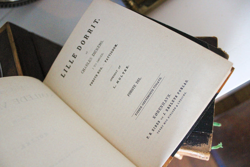 Set of Five Antique Danish Charles Dickens Volumes, 1876