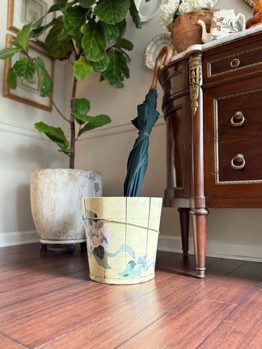 Hand painted pansy bucket