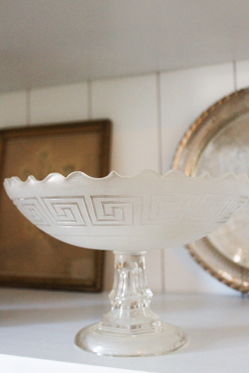 Vintage Greek Key Compote