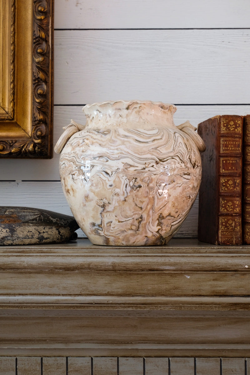 Vintage Agateware Urns Pair