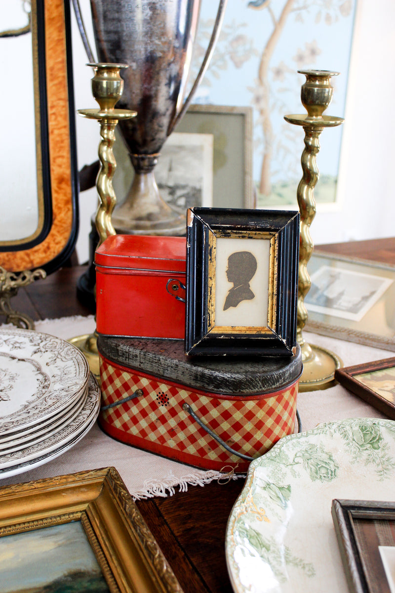 Antique Silhouette Portrait in Ebonized & Gilt Frame