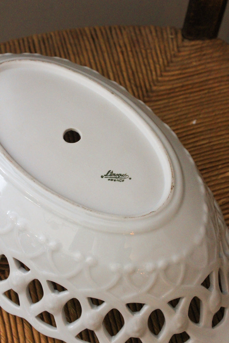 Vintage Limoges Reticulated Centerpiece Bowl