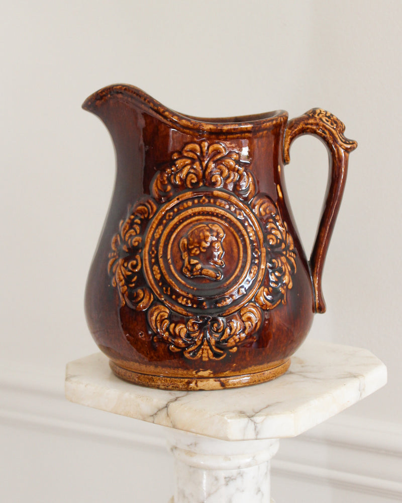 Victorian Rockingham Glaze Stoneware Pitcher